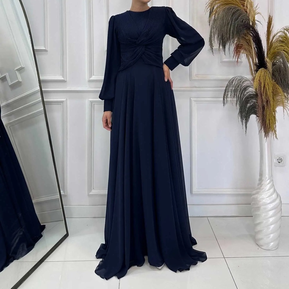 Navy Blue Maxi Evening Gown